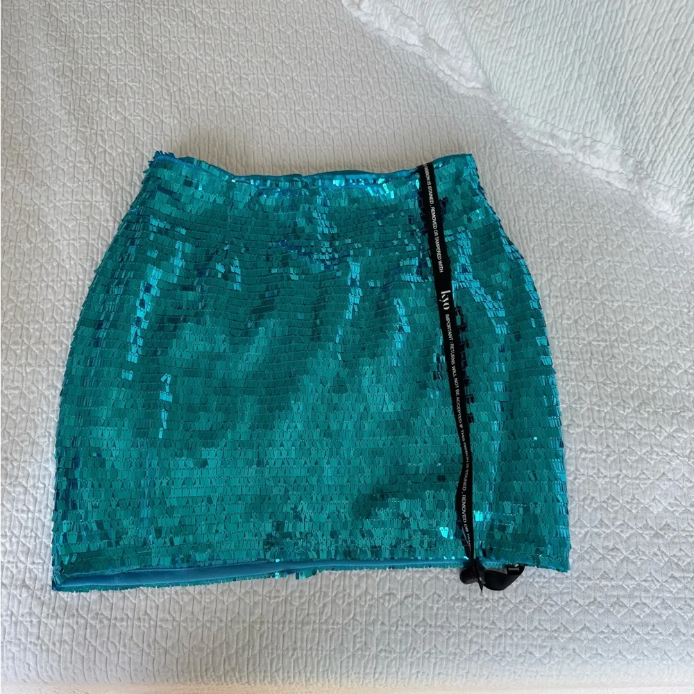 ASOS Teal Sequin Mini Skirt - Picture 3 of 6